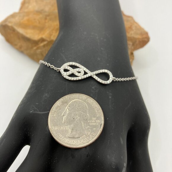NEW Breast Cancer Sterling Silver Bracelet .925 Cubic Zirconia Infinity Link - Picture 8 of 13